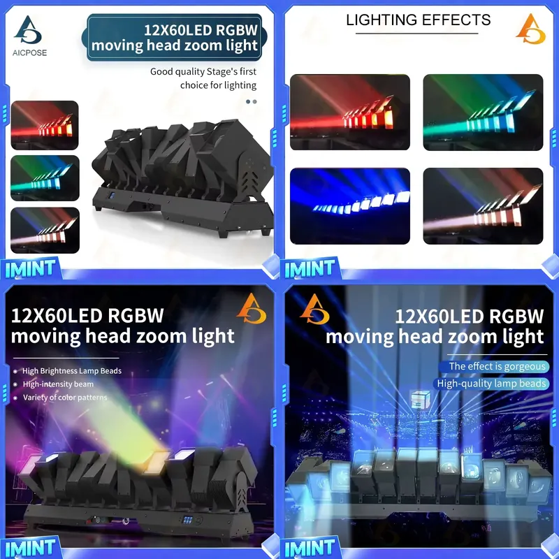 Dj Light Moving Head Stage - プロ仕様 12x60W LEDムービングヘッド ズームライト RGBW バーマトリックスビーム