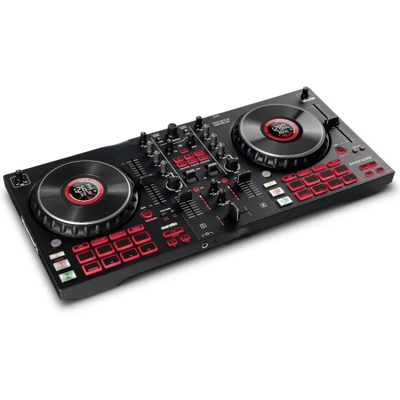 Dj Controller With Jog Wheel - ジョグホイールディスプレイ付きDJコントローラー、4デッキ、ミキサー、エフェクトパドル、インターフェース搭載。Mixtrack Platinum FX Serato