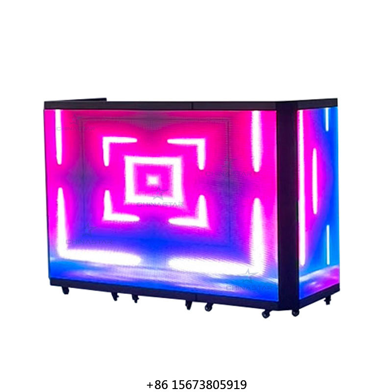 Dj Stand Table Foldable - GOB保護付きポータブル折りたたみ式DJブーススタンドLEDディスプレイ6つ折りDJテーブルブースLEDスクリーン（ディスコステージ、結婚式用）