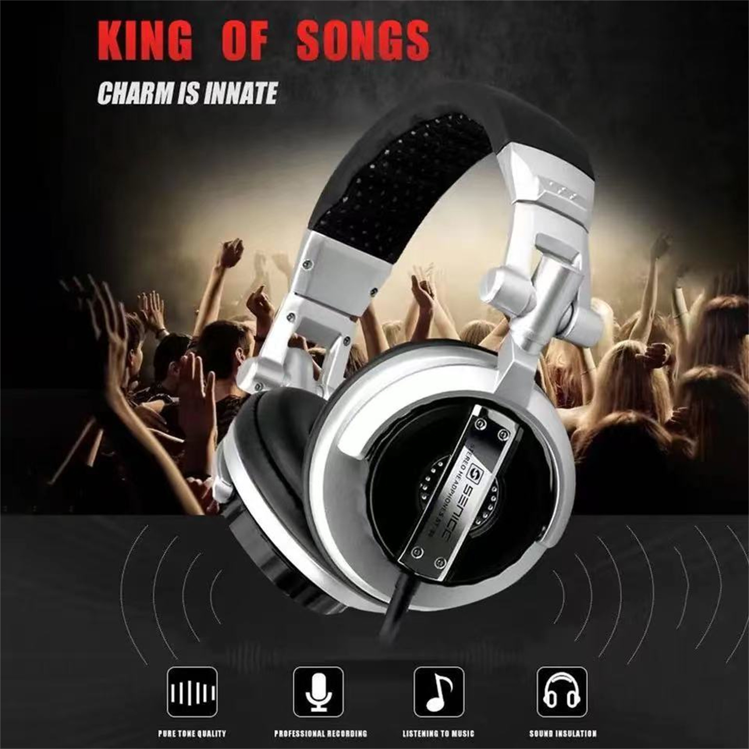 Dj Headphones Professional - GAE-900 ハイエンドカスタマイズモニターヘッドホン、プレーヤー、ゲームコンソールヘッドセット、ノイズキャンセリング、レコーディングスタジオヘッドセット