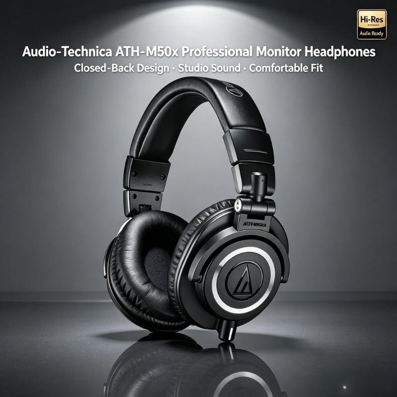 Dj Headphones Professional - オーディオテクニカ ATH-M50X：オーバーイヤー型、密閉型、プロフェッショナルスタジオモニターヘッドホン。DJミキシング、マスタリング、モニタリング用ヘッドセット。